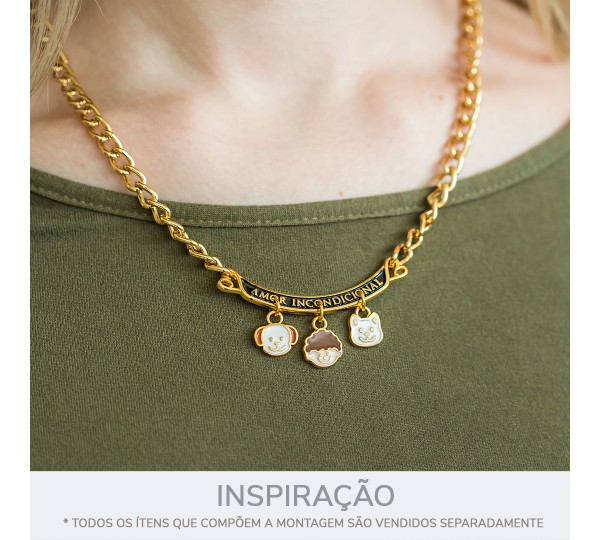 Pingente Cachorro Ouro com Resina 13mm