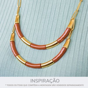 Base para Colar Ouro com Aplique Marrom 123mm