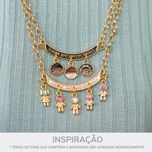 Pingente Menino Ouro com Strass 18mm