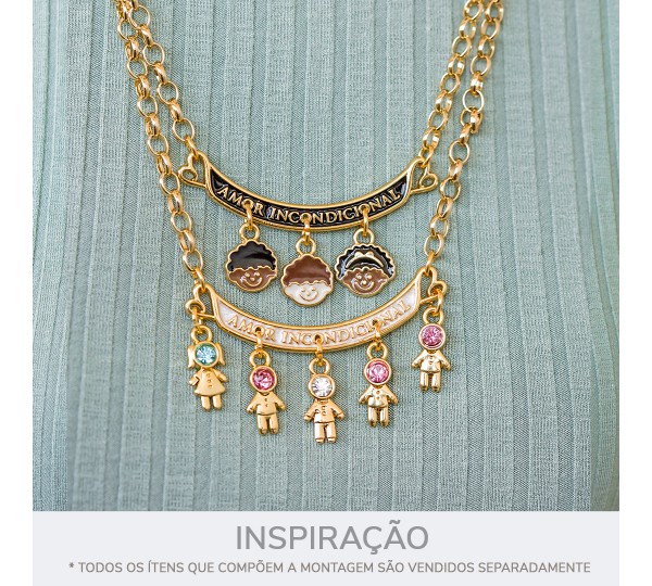 Pingente Menino Ouro com Strass 18mm