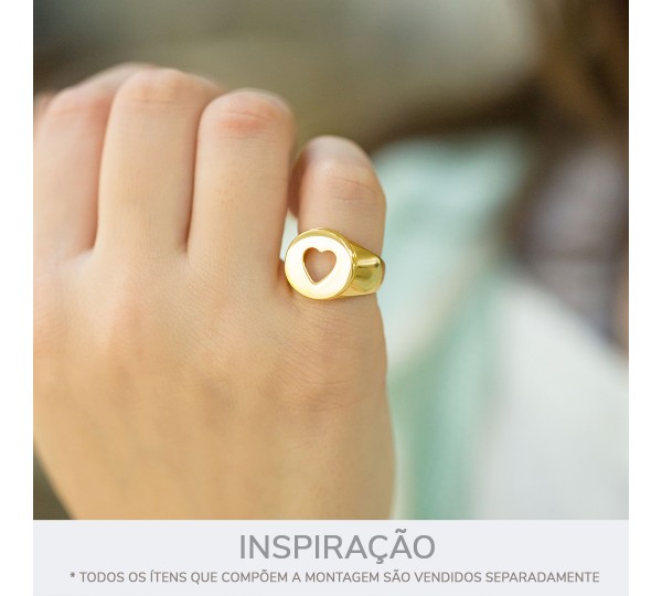 Anel Coração Vazado Ouro N° 13