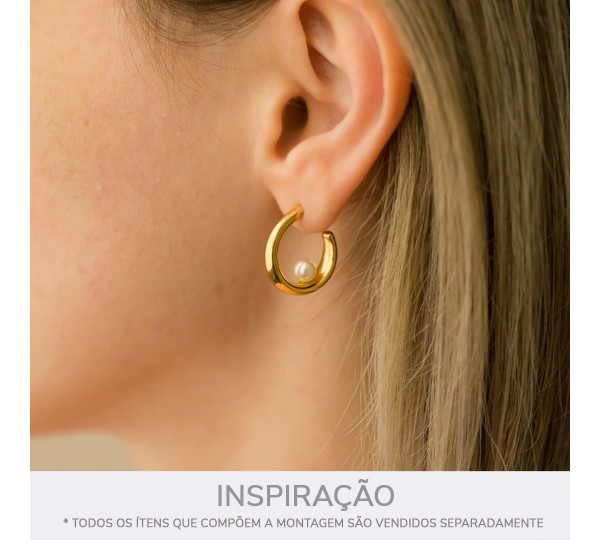 Brinco Argola com Pérola Ouro 19mm