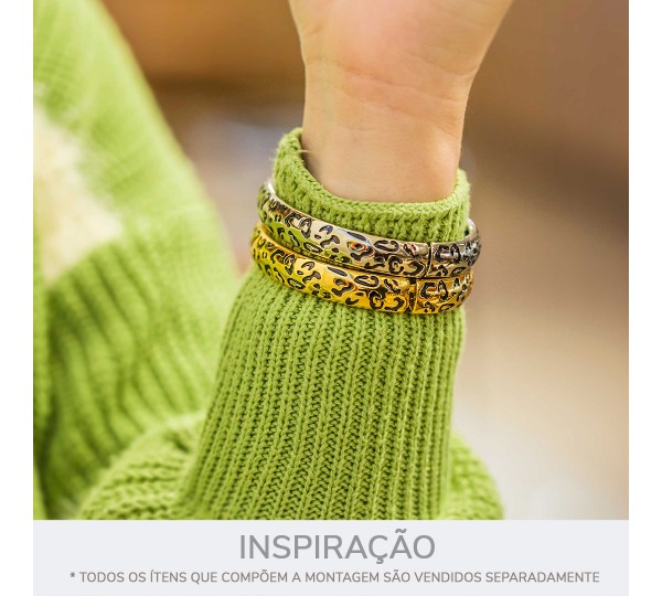 Pulseira Onça Pintada Níquel com Preto 71mm