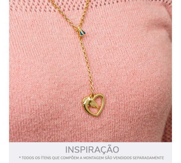 Pingente Coração Cavalo Ouro 25mm