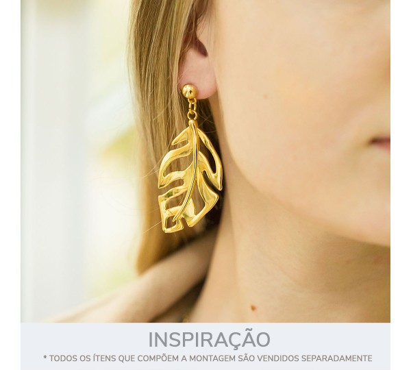 Pingente Folha Vazada Ouro 53mm