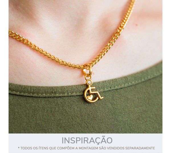 Pingente Acessibilidade Ouro com Strass 18mm