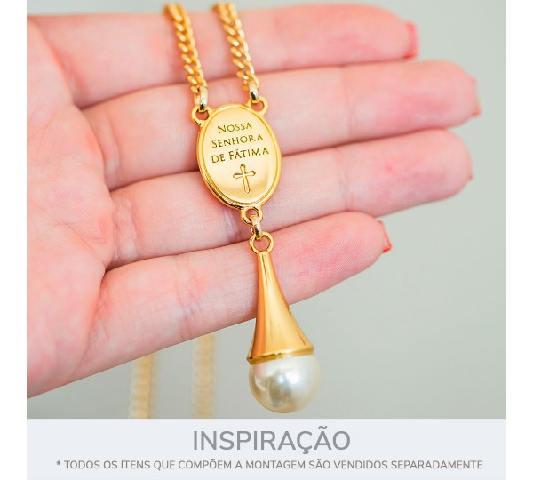 Entremeio Terço Nossa Senhora de Fátima Ouro 25mm