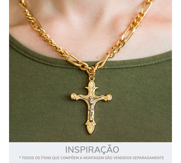 Pingente Crucifixo Ouro com Níquel 50mm