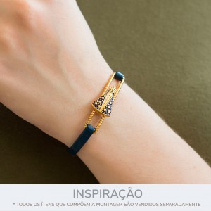 Passa Tira Nossa Senhora Aparecida Ouro com Resina Azul 45mm