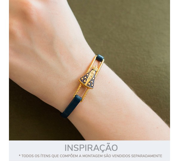 Passa Tira Nossa Senhora Aparecida Ouro com Azul 45mm