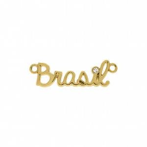 Pingente Brasil Ouro com Strass 34mm