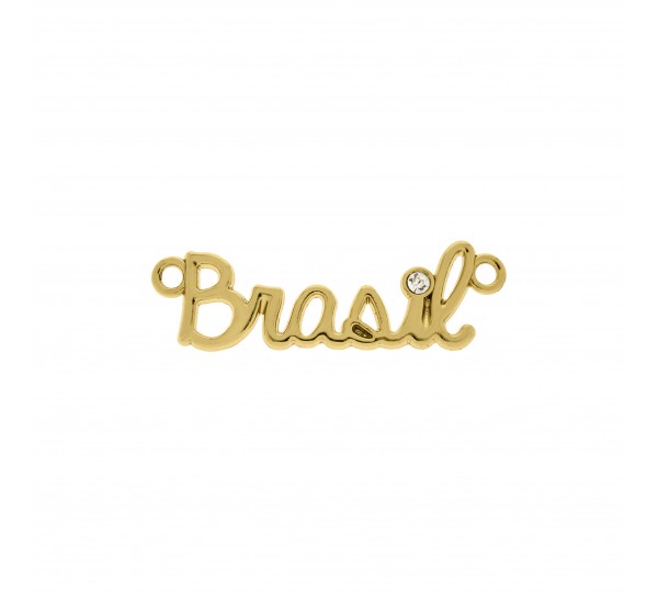 Pingente Brasil Ouro com Strass 34mm
