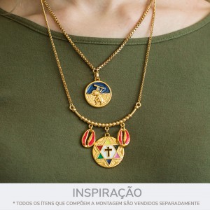 Pingente Ogum Ouro com Azul 26mm