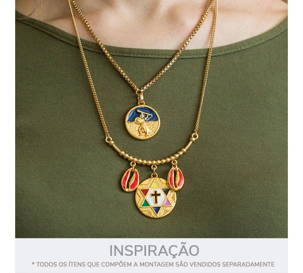 Pingente Ogum Ouro com Azul 26mm