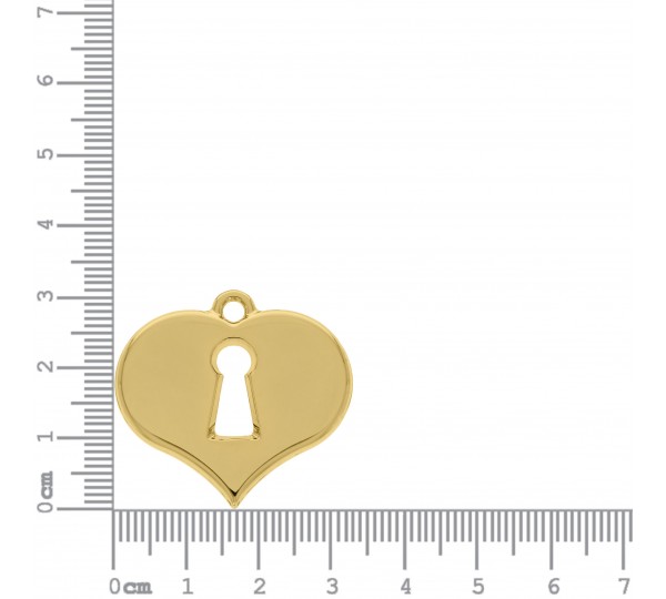 Pingente Cadeado Coração Ouro 31mm