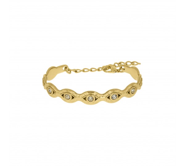 Bracelete Olho Grego Dourado com Strass 66mm