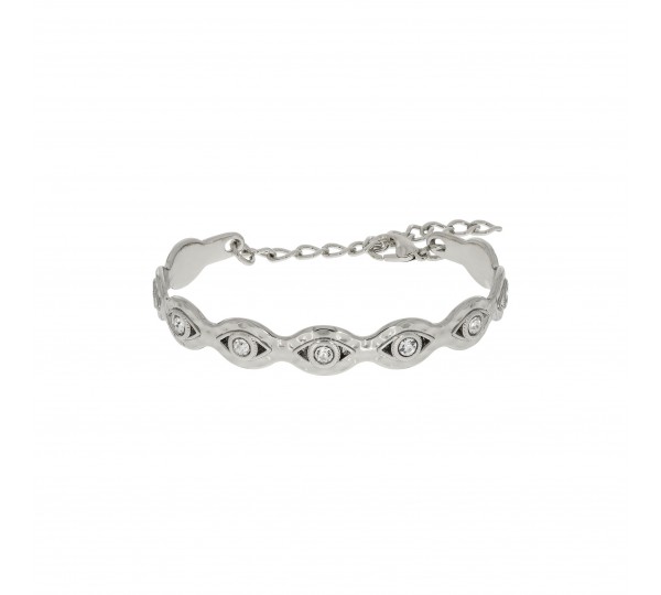 Bracelete Olho Grego Níquel com Strass 66mm
