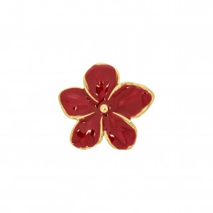 Ponteira Flor Ouro com Resina Vermelha 37mm
