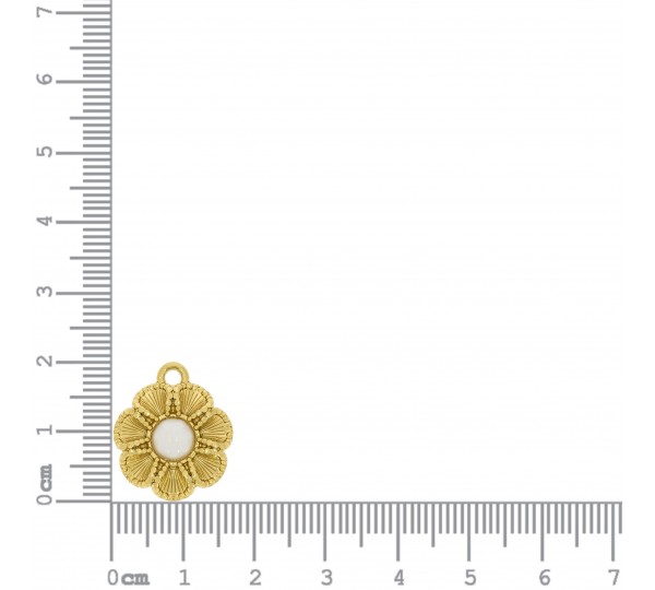 Pingente Flor Ouro com Pérola 20mm