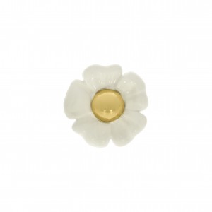 Base para Brinco Flor Ouro com Aplique Marfim 25mm