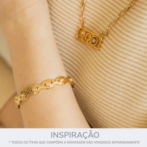 Pulseira Olho Grego Ouro com Strass 66mm