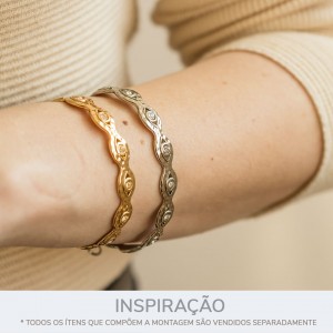 Pulseira Olho Grego Níquel com Strass 66mm