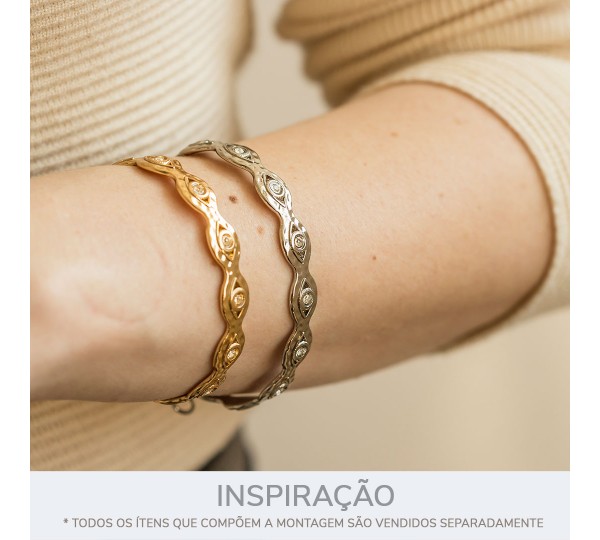 Bracelete Olho Grego Níquel com Strass 66mm