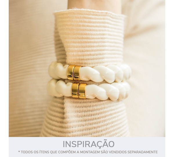 Pulseira com Marfim Efeito Corda Ouro 78mm