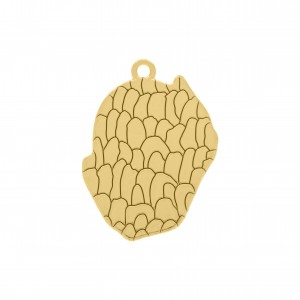 Pingente Orgânico Ouro com Resina Glitter Prata 35mm