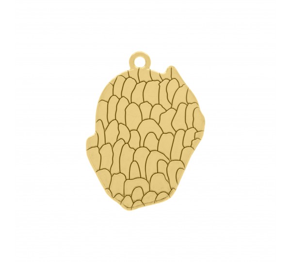 Pingente Orgânico Ouro com Resina Glitter Prata 35mm