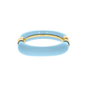 Pulseira Quadrada Ouro com Aplique Azul 78mm