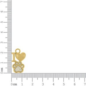 Pingente Pet Ouro com Resina Glitter Prata 24mm