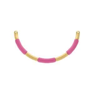 Base para Colar Ouro com Aplique Rosa Pink 123mm
