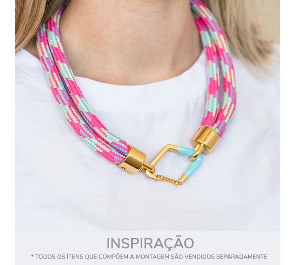Tira Trançada Rosa, Azul e Verde 10mm
