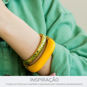 Pulseira Onça Pintada Ouro com Verde 71mm