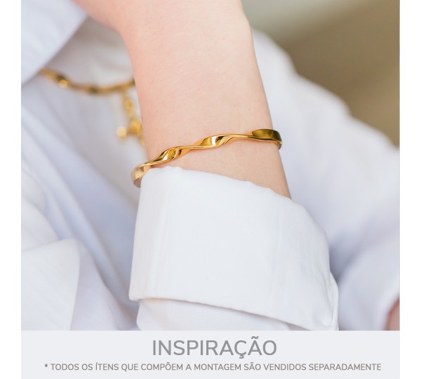 Bracelete Delicado Torcido Dourado 68mm