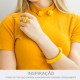 Bracelete Acrílico Amarelo com Ouro 78mm