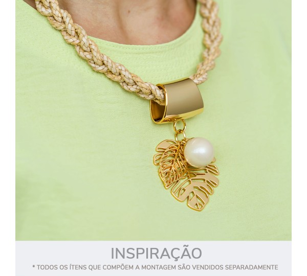 Pingente Folha Vazada Ouro 50mm