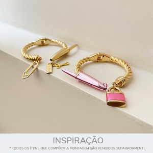 Pingente Cadeado Ouro com Pink Metalizado 24mm