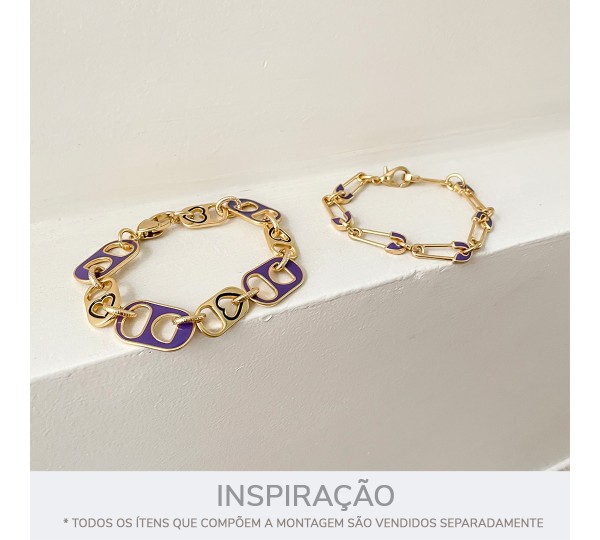 Pingente Lacre Coração Ouro com Resina Preta 20mm
