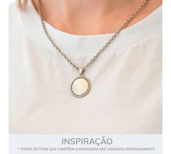 Pingente Medalha com Detalhe em Corda Níquel 27mm