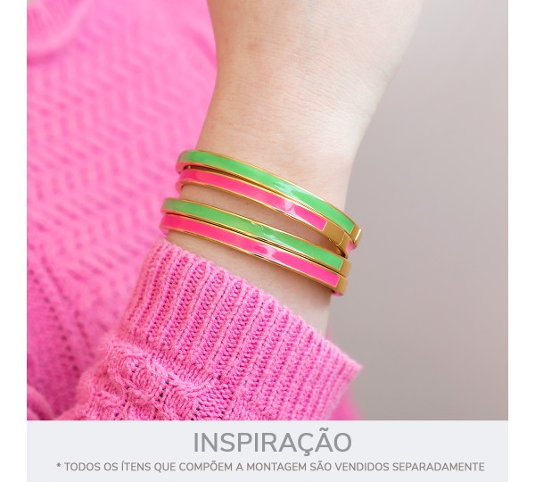 Pulseira Ouro com Rosa Pink 67mm