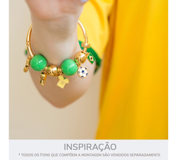 Pingente Bandeira do Brasil Ouro com Resina 15mm