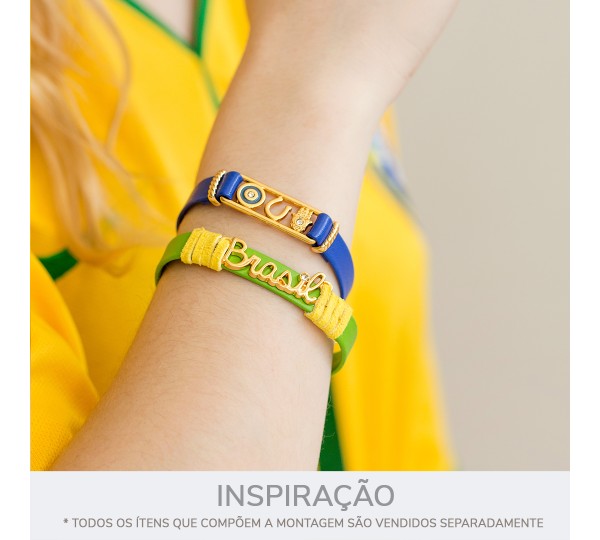 Pingente Brasil Ouro com Strass 34mm