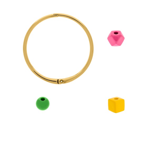 Kit Pulseira Colorida Ouro