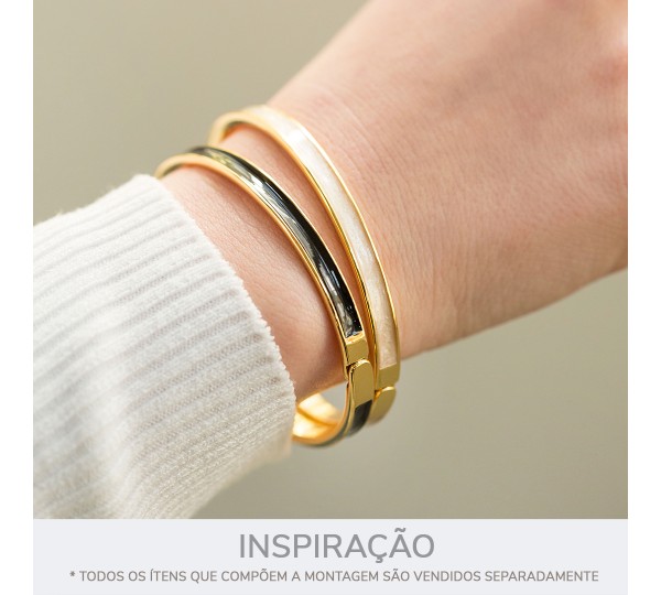 Pulseira Fina Ouro com Preto 67mm