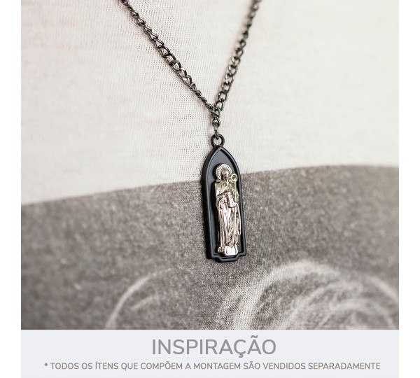 Pingente São Bento Preto Fosco com Níquel 41mm