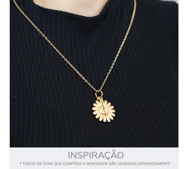 Pingente Flor Bem Querer Ouro 33mm