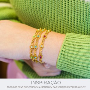 Pingente Olho Ouro com Strass Verde 19mm