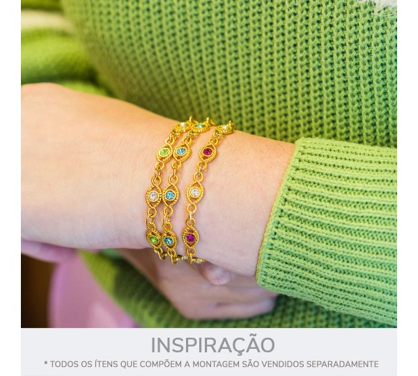 Pingente Olho Ouro com Strass 19mm